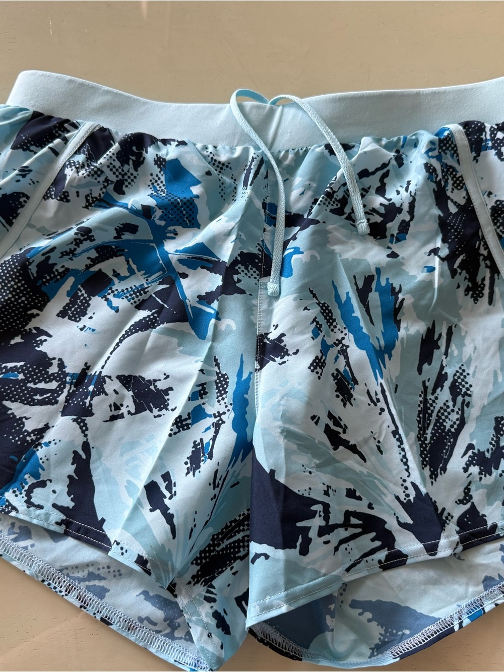Under Armour Light Blue Navy Printed Women's Athletic Shorts